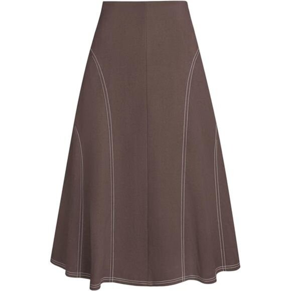Women's Suede Midi Skirt High Waist Brown - Picture 1 of 5